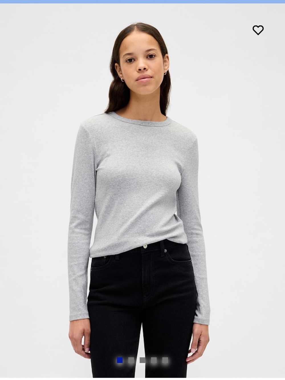 GAP Heather Gray Long-Sleeve Crewneck Tee